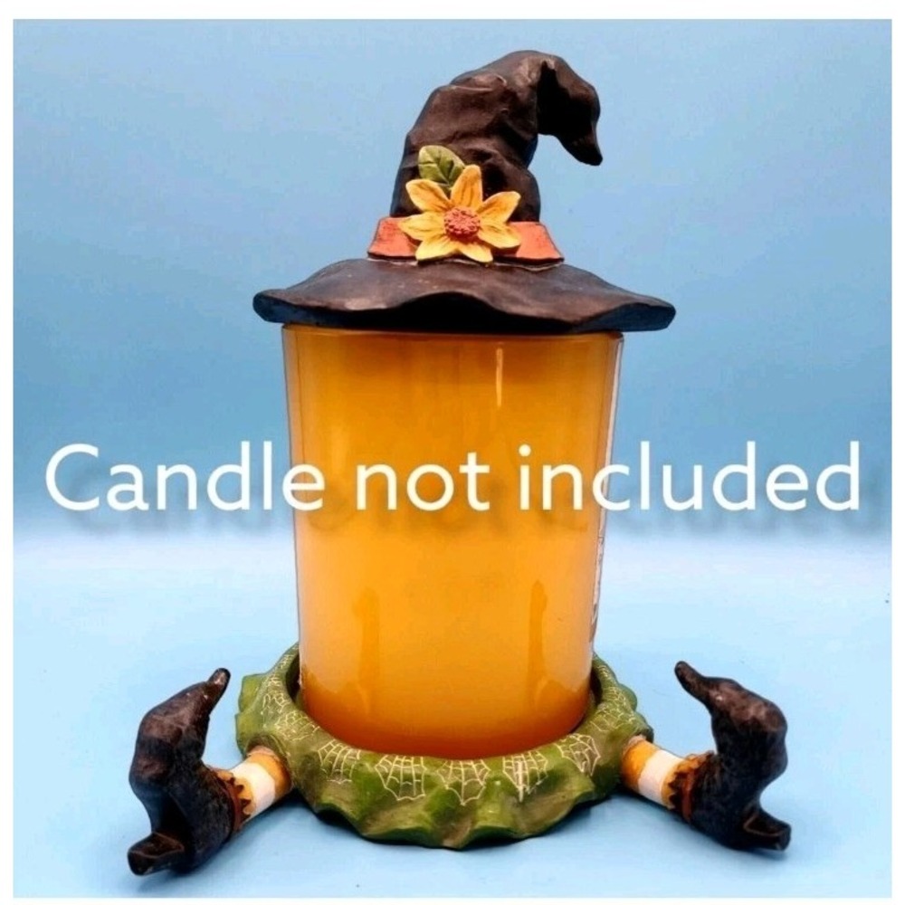 Kathy Hatch Witch Hat Candle Topper Base Feet Halloween 2001 Vintage Tag - Picture 2 of 9